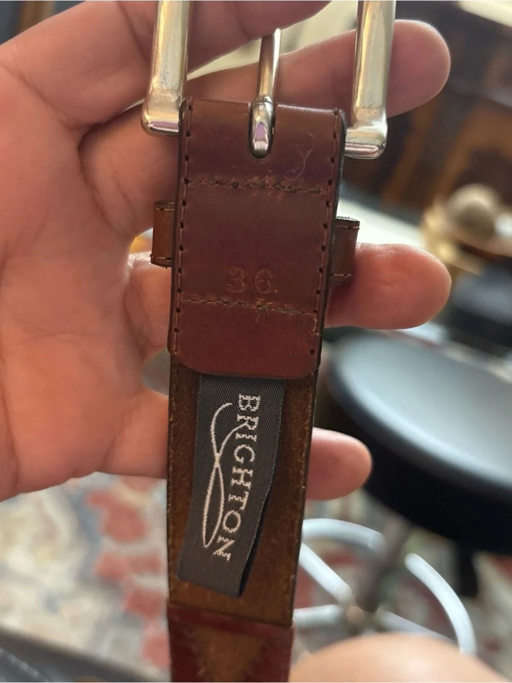 VINTAGE Brighton Brown Leather Belt with Silver Buckle WITH SILVER flying fish 🐟
